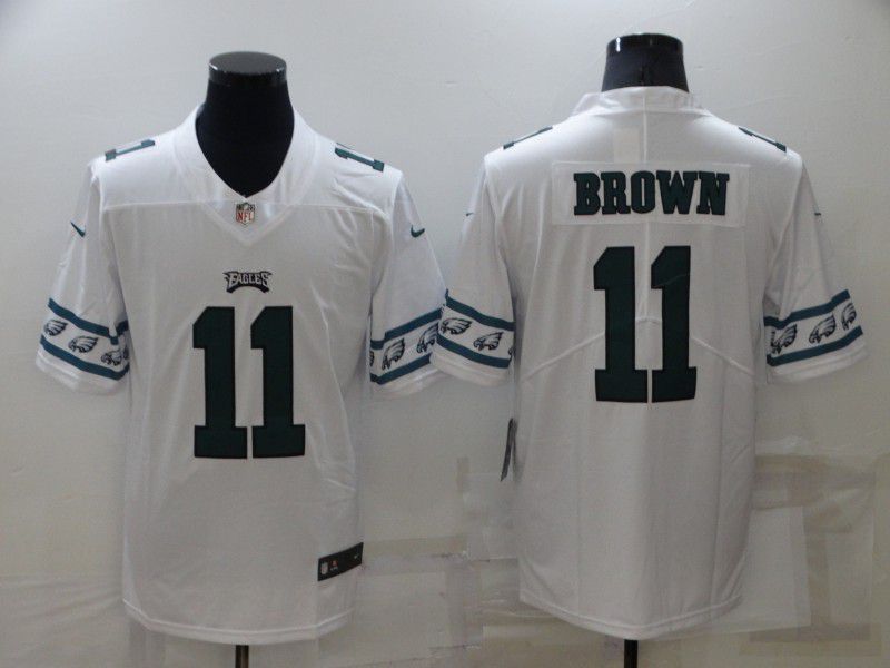 Men Philadelphia Eagles 11 Brown White 2022 Nike Team Logo Cool Edition NFL Jerseys